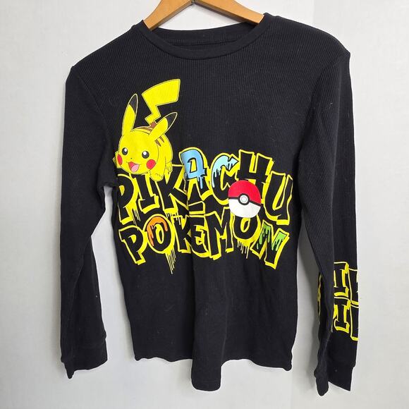 Hybrid Apparel Pokemon Pikachu Graffiti Print Waffle Long Sleeve, Mens, XL - Picture 1 of 5